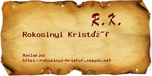 Rokosinyi Kristóf névjegykártya